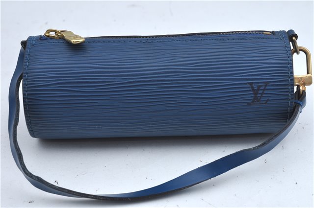 Authentic Louis Vuitton Epi Soufflot Hand Bag Blue M52225 LV J2297