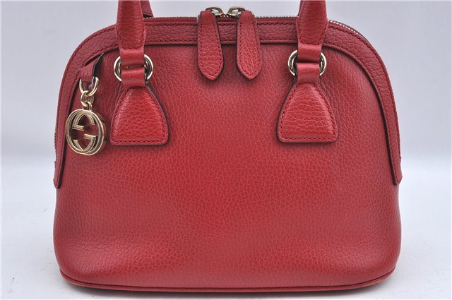 Authentic GUCCI Interlocking G 2Way Shoulder Cross Hand Bag Leather Red J2301