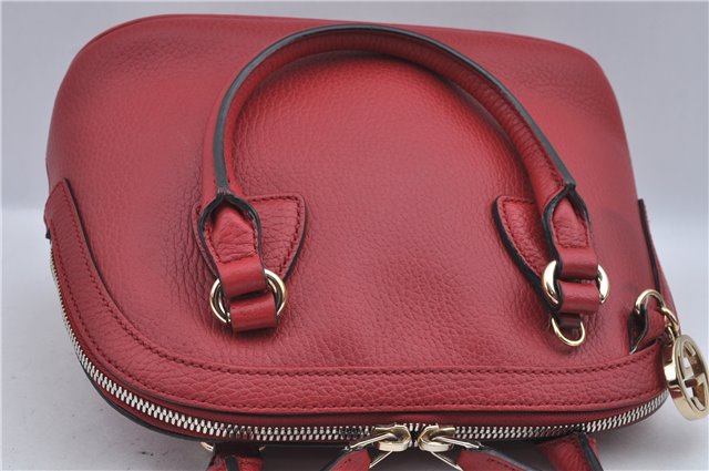 Authentic GUCCI Interlocking G 2Way Shoulder Cross Hand Bag Leather Red J2301