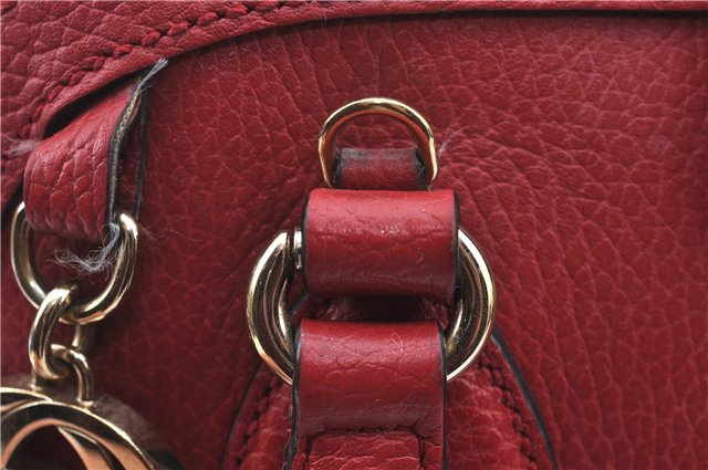 Authentic GUCCI Interlocking G 2Way Shoulder Cross Hand Bag Leather Red J2301