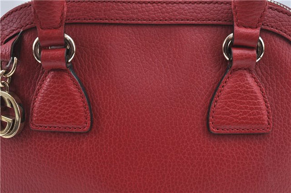 Authentic GUCCI Interlocking G 2Way Shoulder Cross Hand Bag Leather Red J2301