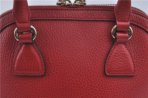 Authentic GUCCI Interlocking G 2Way Shoulder Cross Hand Bag Leather Red J2301