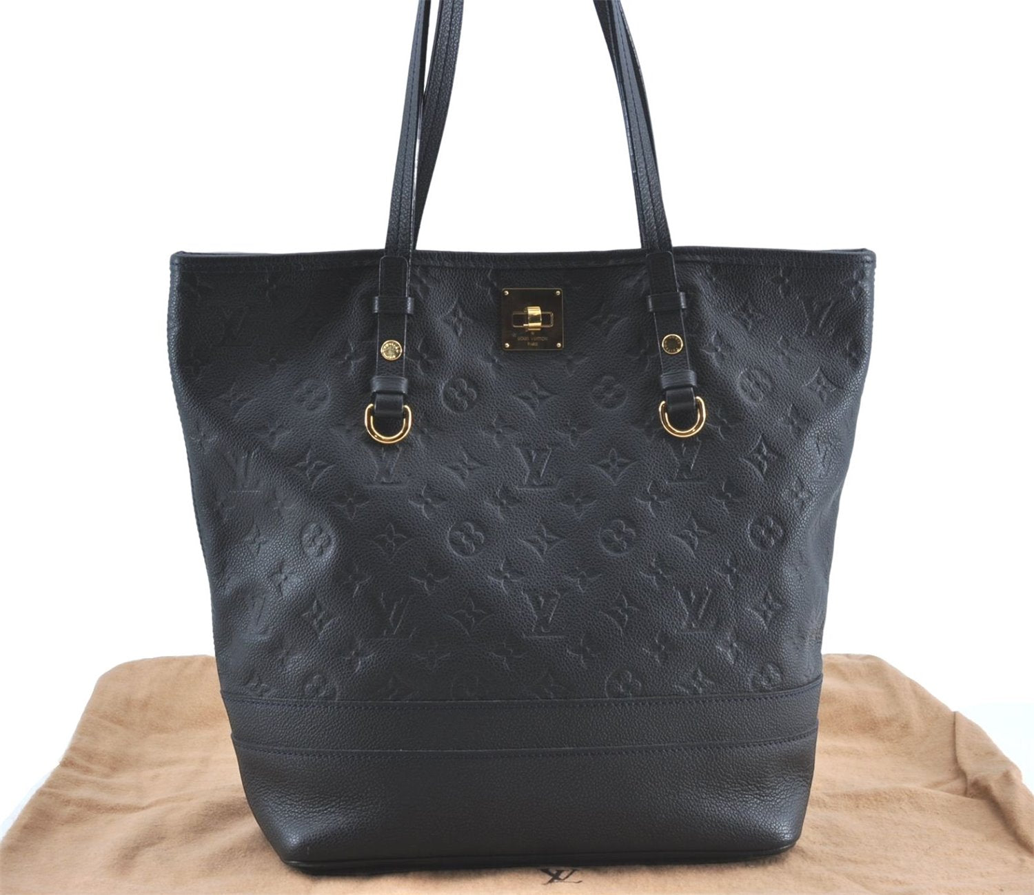 Auth Louis Vuitton Monogram Empreinte Citadine PM Tote Bag Navy M40517 LV J2304