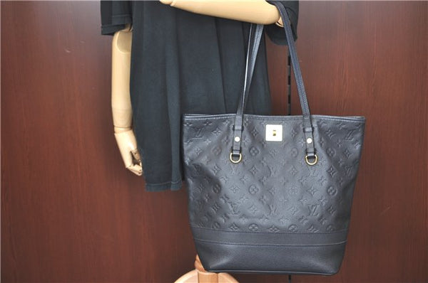 Auth Louis Vuitton Monogram Empreinte Citadine PM Tote Bag Navy M40517 LV J2304