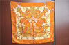 Auth HERMES Carre 90 Scarf "pas me faire antoine de pluvinel" Silk Brown J2305