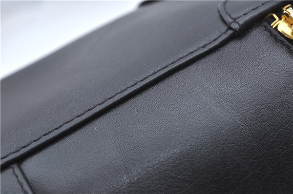 Authentic CHANEL Calf Skin Bicolore CC Logo Vanity Case Bag Black J2307