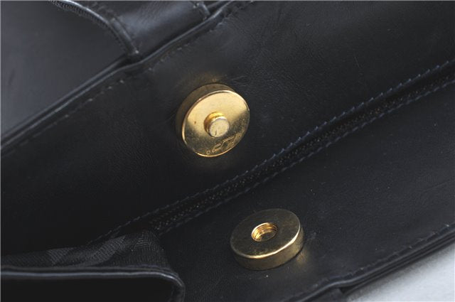 Authentic Salvatore Ferragamo Vara Leather Shoulder Tote Bag Navy Blue SF J2331