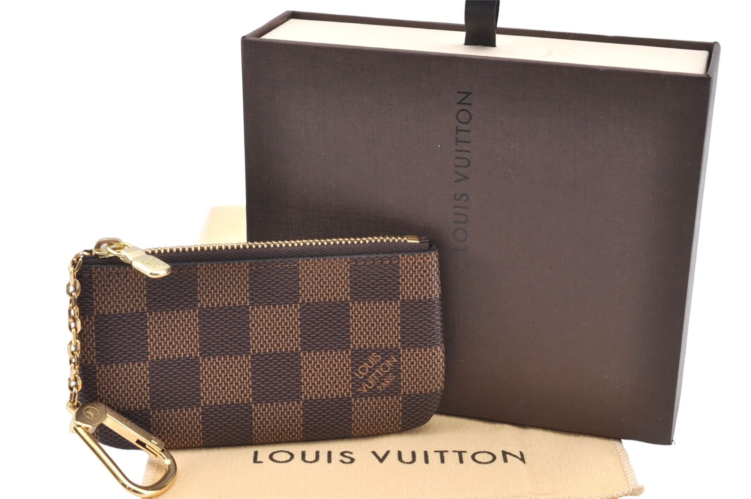 Authentic Louis Vuitton Damier Pochette Cles Coin Case Purse N62658 LV Box J2356