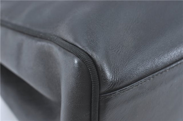 Authentic Salvatore Ferragamo Vara Leather Shoulder Tote Bag Navy Blue SF J2408