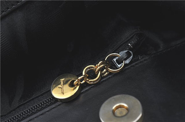 Authentic Salvatore Ferragamo Vara Leather Shoulder Tote Bag Navy Blue SF J2408