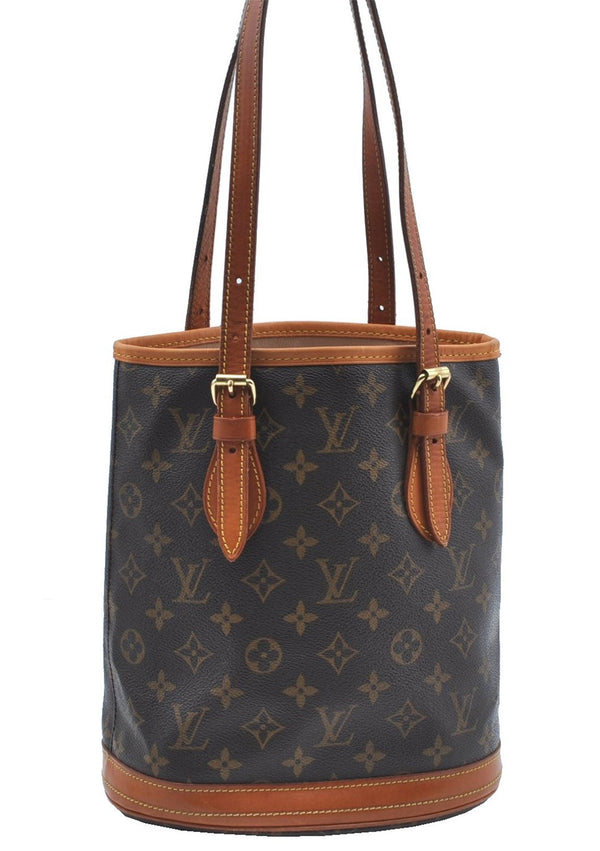 Authentic Louis Vuitton Monogram Bucket PM Shoulder Tote Bag M42238 LV J2427