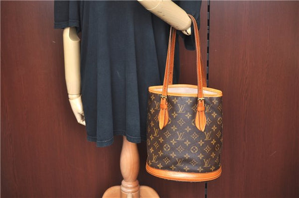 Authentic Louis Vuitton Monogram Bucket PM Shoulder Tote Bag M42238 LV J2427