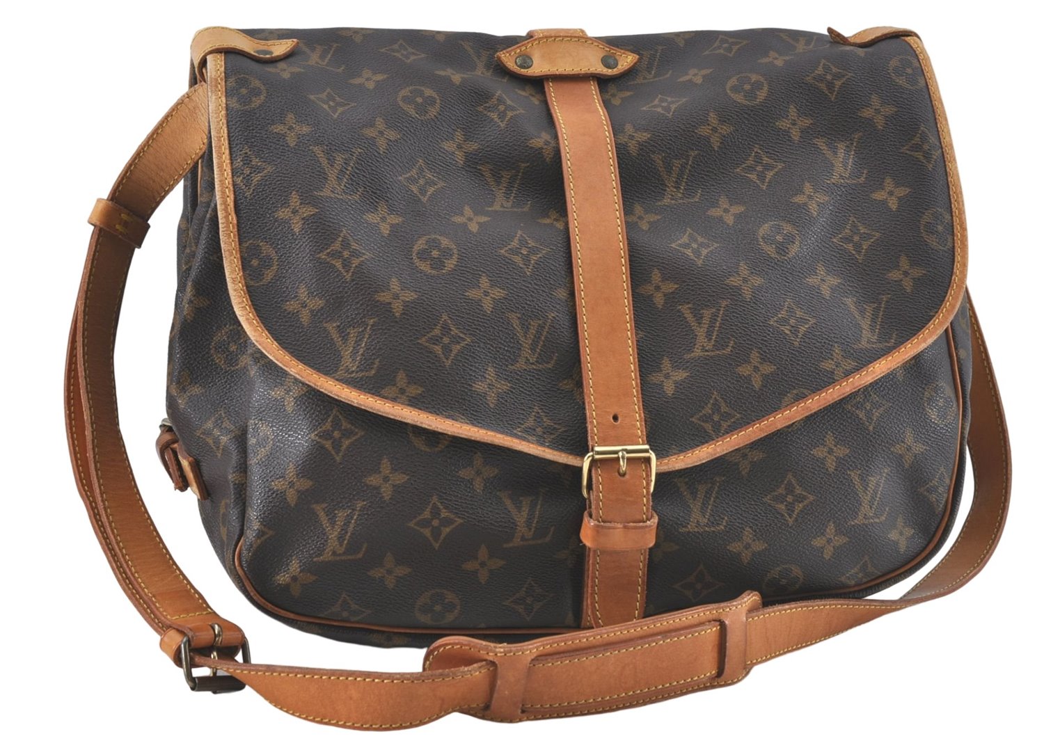 Authentic Louis Vuitton Monogram Saumur 35 Shoulder Cross Bag M42254 LV J2440