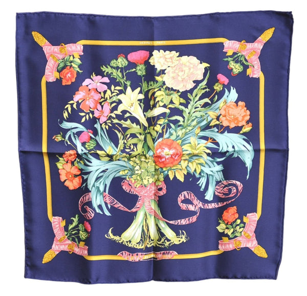 Authentic HERMES Petit Carre 40 Scarf Handkerchief "REGINA " Silk Navy J2473