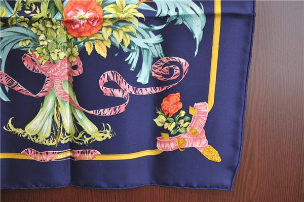 Authentic HERMES Petit Carre 40 Scarf Handkerchief "REGINA " Silk Navy J2473