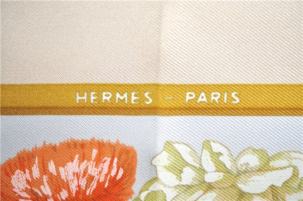 Authentic HERMES Petit Carre 40 Scarf Handkerchief "REGINA " Silk Beige J2474