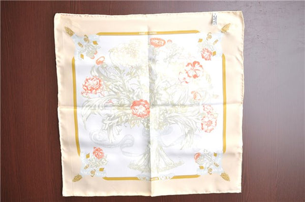 Authentic HERMES Petit Carre 40 Scarf Handkerchief "REGINA " Silk Beige J2474