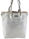 Authentic GUCCI Shoulder Tote Bag Purse GG PVC Leather 139896 White Silver J2490