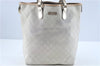 Authentic GUCCI Shoulder Tote Bag Purse GG PVC Leather 139896 White Silver J2490