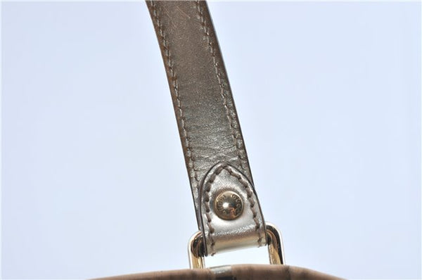 Authentic GUCCI Shoulder Tote Bag Purse GG PVC Leather 139896 White Silver J2490