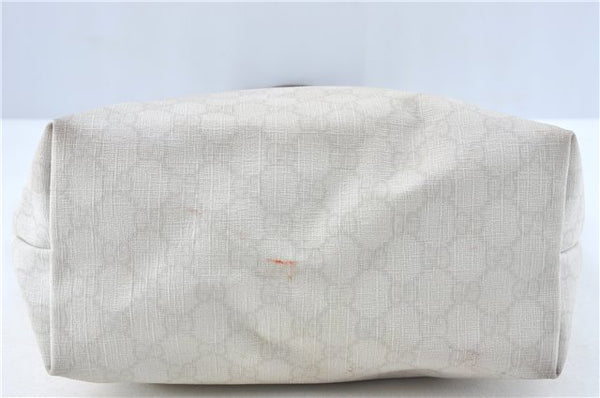 Authentic GUCCI Shoulder Tote Bag Purse GG PVC Leather 139896 White Silver J2490