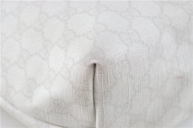 Authentic GUCCI Shoulder Tote Bag Purse GG PVC Leather 139896 White Silver J2490