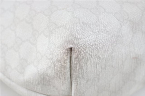 Authentic GUCCI Shoulder Tote Bag Purse GG PVC Leather 139896 White Silver J2490