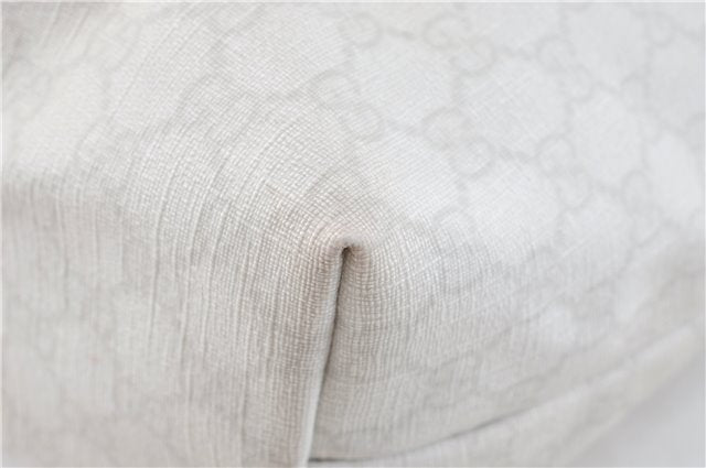 Authentic GUCCI Shoulder Tote Bag Purse GG PVC Leather 139896 White Silver J2490