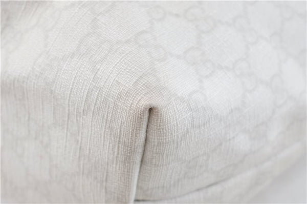 Authentic GUCCI Shoulder Tote Bag Purse GG PVC Leather 139896 White Silver J2490