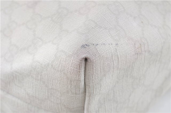 Authentic GUCCI Shoulder Tote Bag Purse GG PVC Leather 139896 White Silver J2490