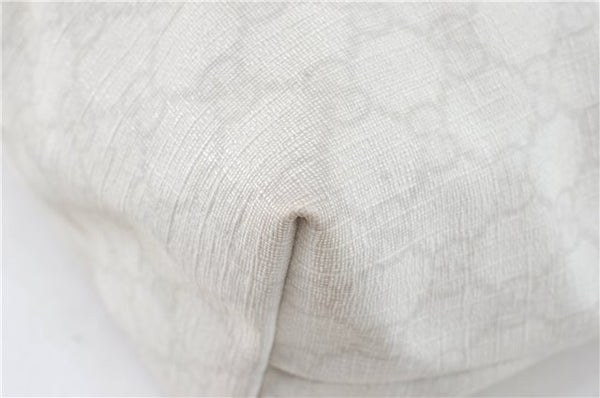 Authentic GUCCI Shoulder Tote Bag Purse GG PVC Leather 139896 White Silver J2490