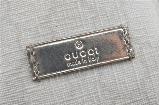 Authentic GUCCI Shoulder Tote Bag Purse GG PVC Leather 139896 White Silver J2490