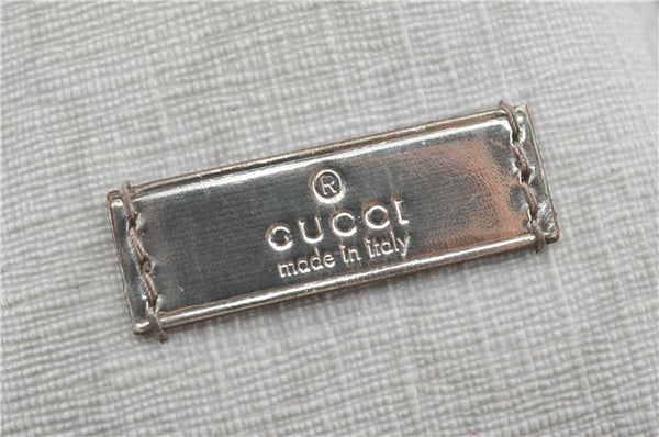 Authentic GUCCI Shoulder Tote Bag Purse GG PVC Leather 139896 White Silver J2490