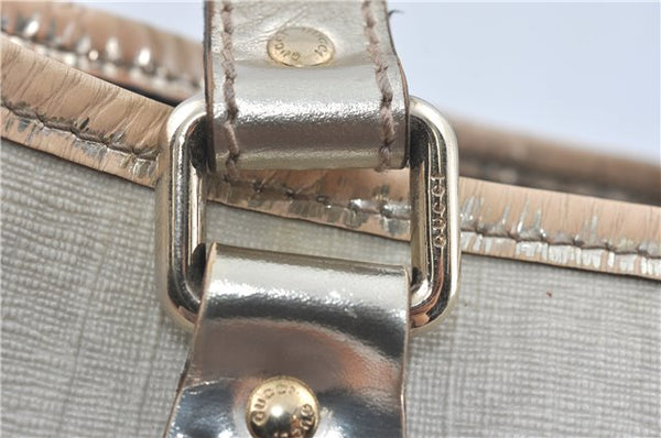 Authentic GUCCI Shoulder Tote Bag Purse GG PVC Leather 139896 White Silver J2490