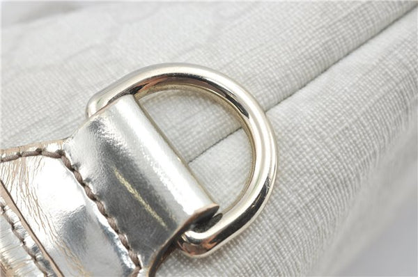 Authentic GUCCI Shoulder Tote Bag Purse GG PVC Leather 139896 White Silver J2490