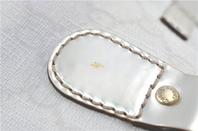 Authentic GUCCI Shoulder Tote Bag Purse GG PVC Leather 139896 White Silver J2490