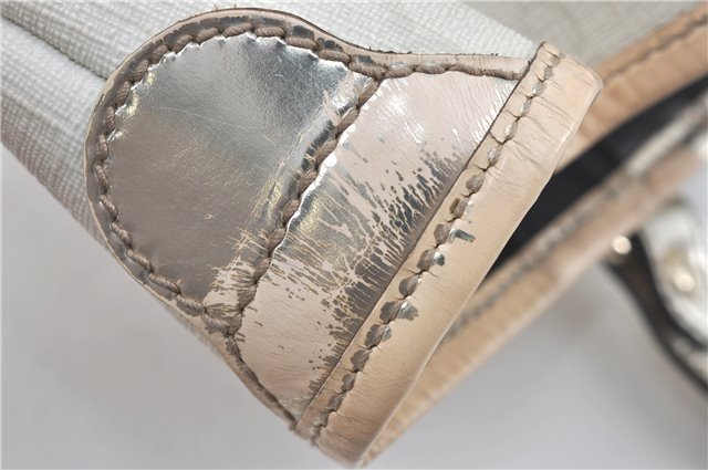 Authentic GUCCI Shoulder Tote Bag Purse GG PVC Leather 139896 White Silver J2490