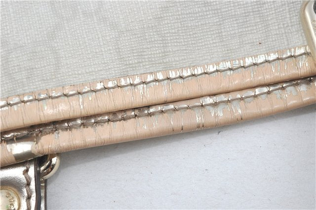 Authentic GUCCI Shoulder Tote Bag Purse GG PVC Leather 139896 White Silver J2490