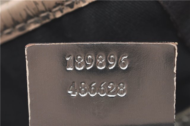 Authentic GUCCI Shoulder Tote Bag Purse GG PVC Leather 139896 White Silver J2490