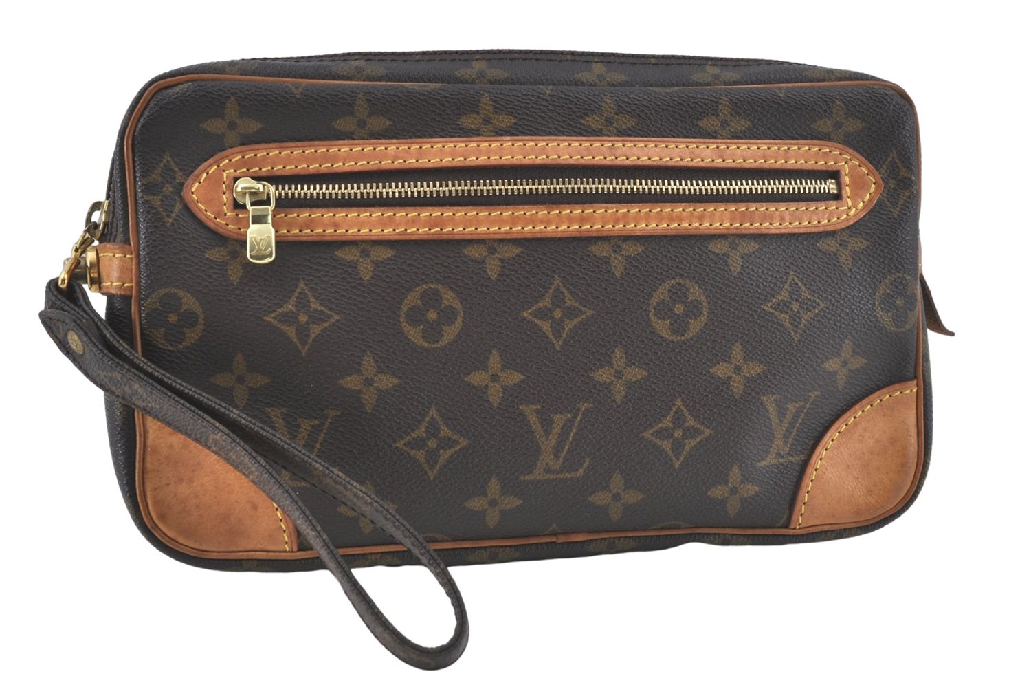 Authentic Louis Vuitton Monogram Marly Dragonne GM M51825 Clutch Hand Bag J2497