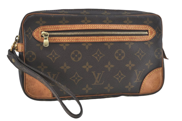 Authentic Louis Vuitton Monogram Marly Dragonne GM M51825 Clutch Hand Bag J2497