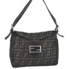 Authentic FENDI Zucca Shoulder Hand Bag Purse Canvas Leather Brown J2536