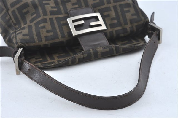 Authentic FENDI Zucca Shoulder Hand Bag Purse Canvas Leather Brown J2536