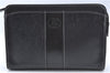 Authentic BURBERRY Vintage Leather Clutch Bag Purse Black J2539