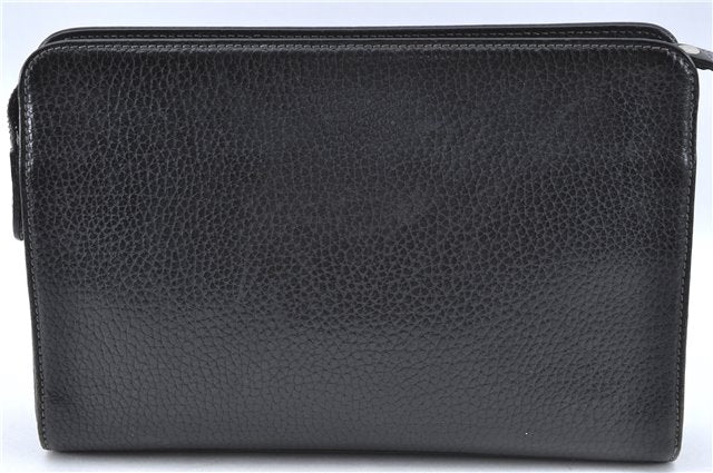 Authentic BURBERRY Vintage Leather Clutch Bag Purse Black J2539