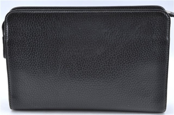 Authentic BURBERRY Vintage Leather Clutch Bag Purse Black J2539