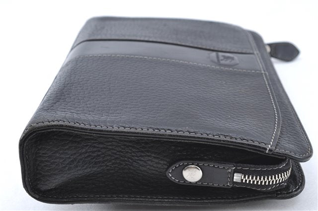 Authentic BURBERRY Vintage Leather Clutch Bag Purse Black J2539