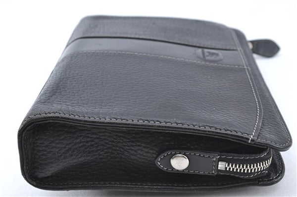Authentic BURBERRY Vintage Leather Clutch Bag Purse Black J2539