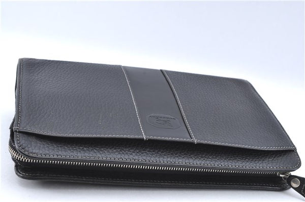 Authentic BURBERRY Vintage Leather Clutch Bag Purse Black J2539