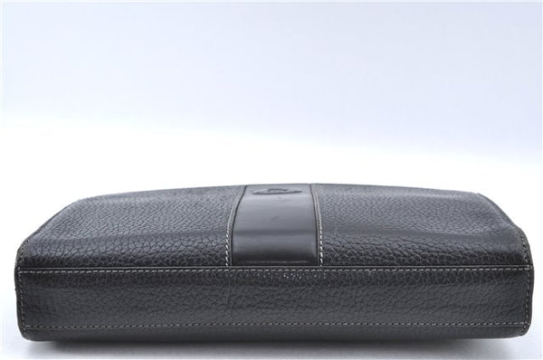 Authentic BURBERRY Vintage Leather Clutch Bag Purse Black J2539